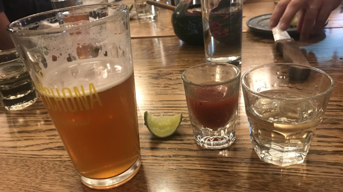 Photo of a Mexican Salad – Mezcal, Beer and a chaser