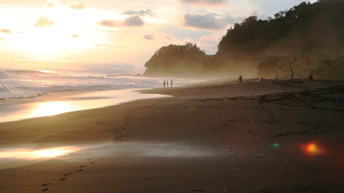 Photo of a beautiful beach at sunset